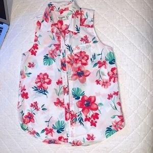 Tropical flowered button up shirt